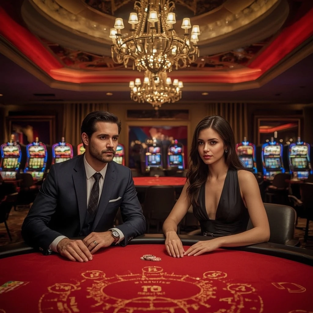 Two poker players at a WINMATCH CASINO